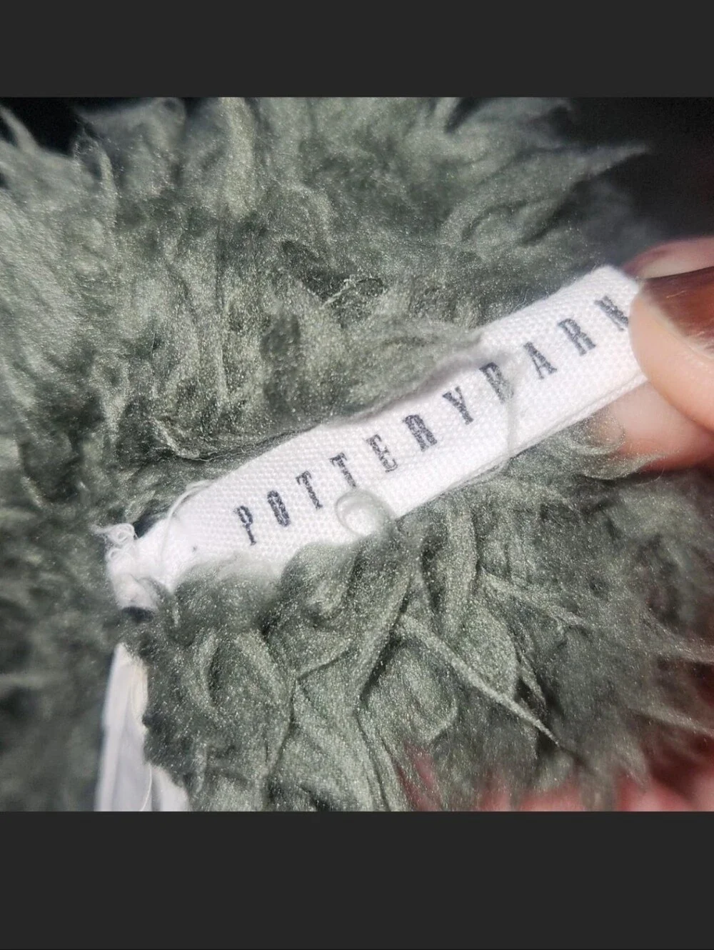 Pottery Barn Cozy Muted Green Pom Pom Sherpa Throw from Pottery Barn